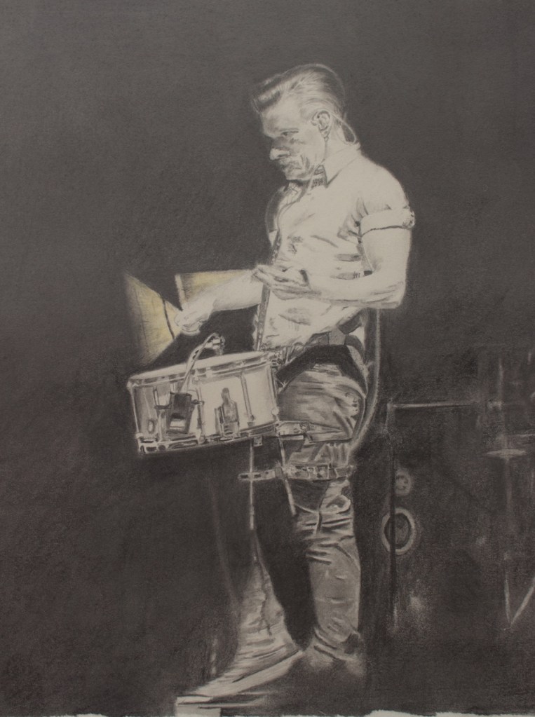 Drummer (Larry Mullen jr) - Unframed Original - Graphite - 32x36cm - £300